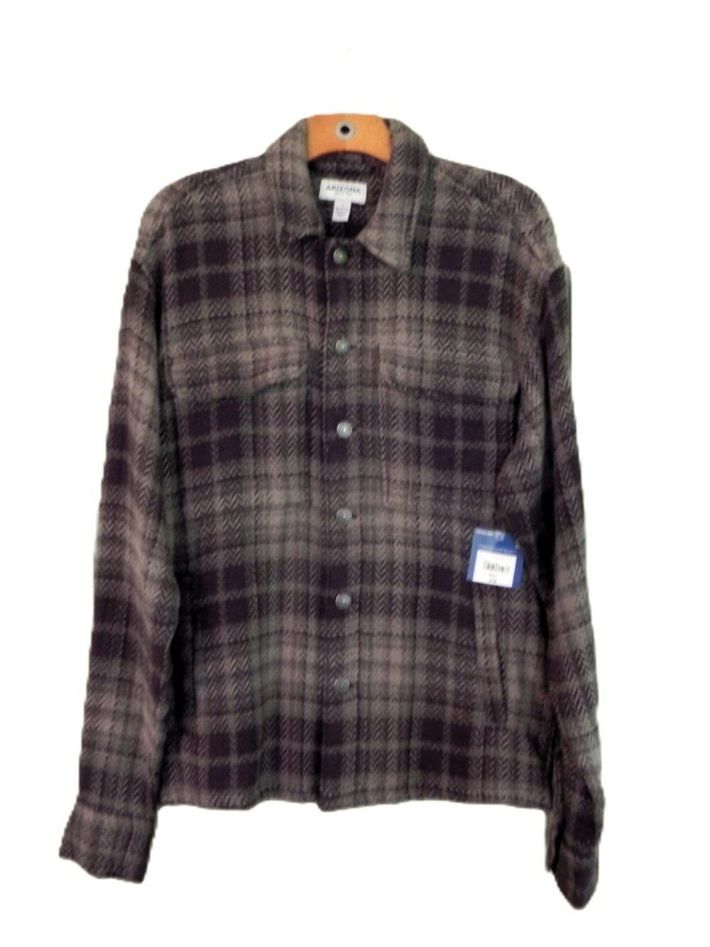 NWT Arizona Young Men's Brown Plaid Overshirt - SUPER SOFT - Small